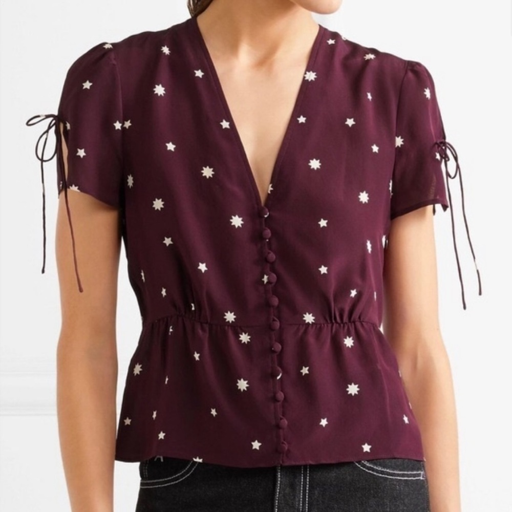 Madewell Bell Silk Star Crop Top (size 4)